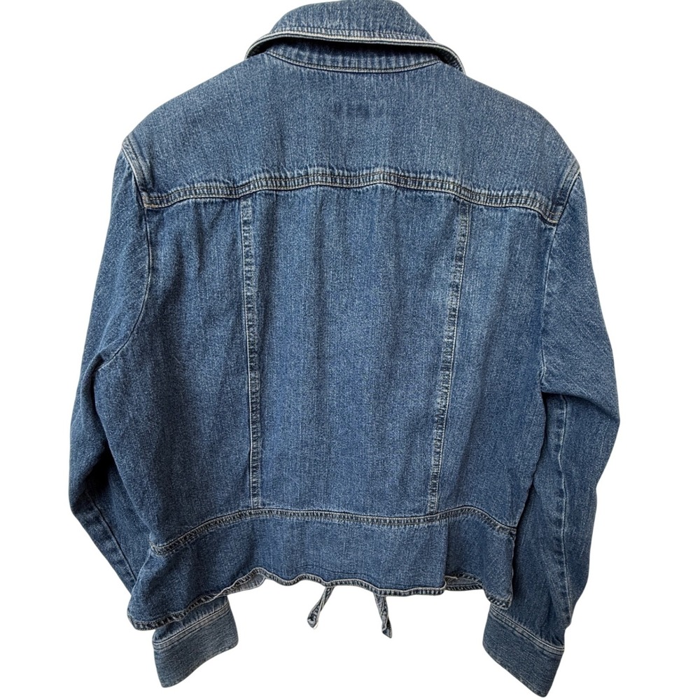 Signature‎ Jones NY Denim Button Up Tie Front Shirt Jacket Women's L - Picture 3 of 6